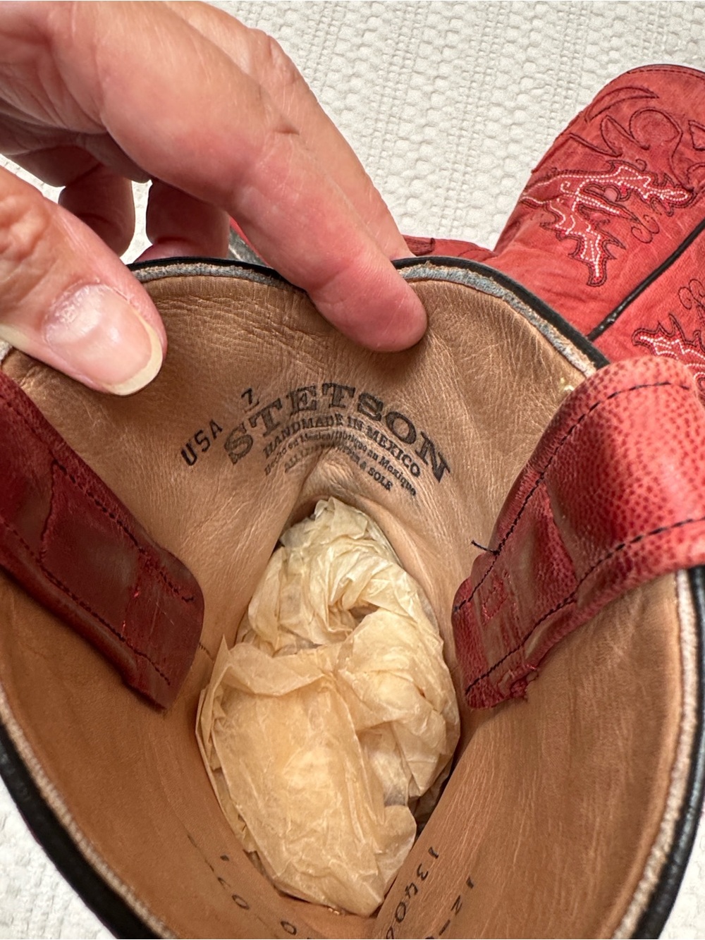 Stetson Embroidered Western Cowboy Boots Red - Picture 7 of 8